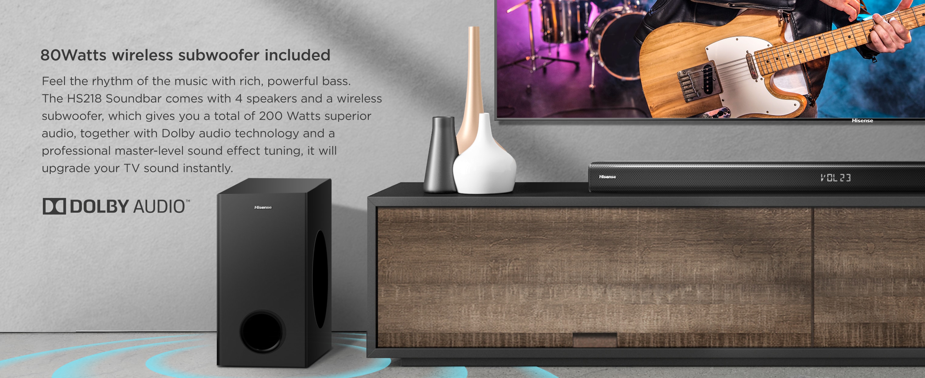 Hisense HS218 2.1 Channel Soundbar + Subwoofer Hisense (HS218) - USA